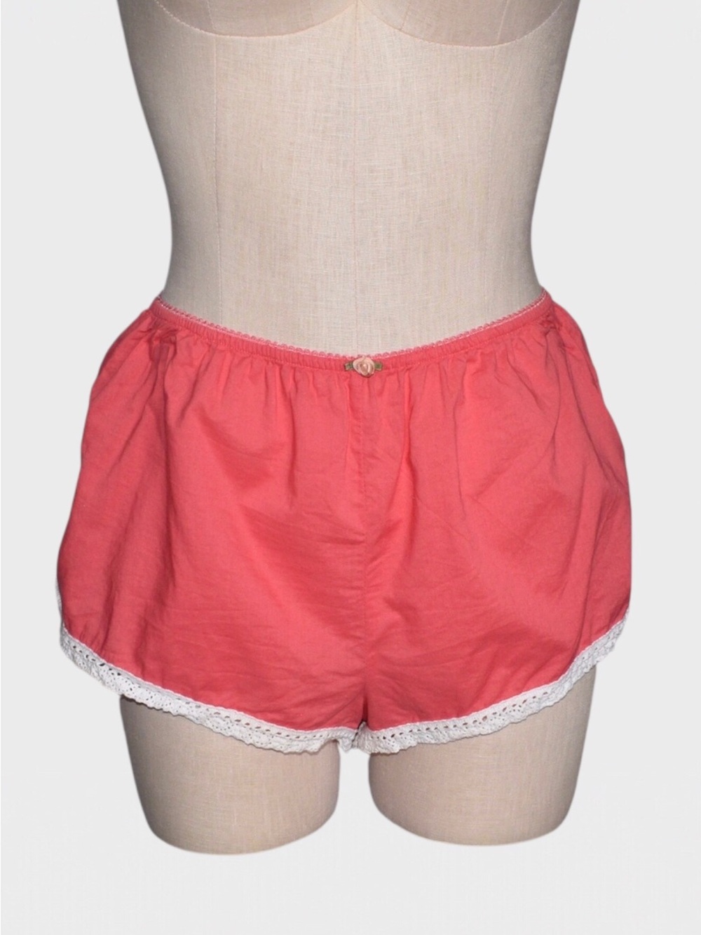 Victorias Secret Vintage Cotton Pajama Shorts Lace Trim Sleep Shorts
